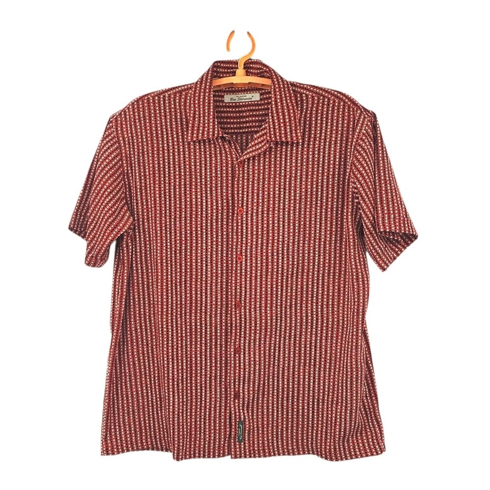 Vintage Ben Sherman Geometric Pattern Large Short Sleeve Button-Up Shirt